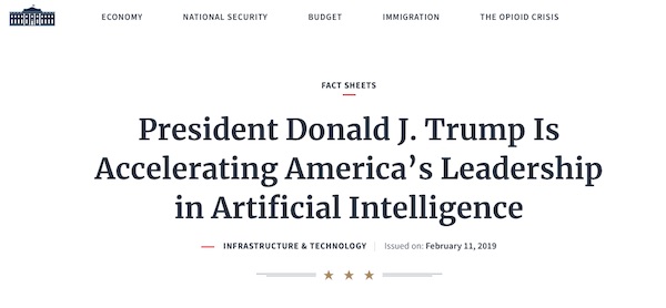 Some questions about the President’s American Artificial Intelligence Initiative