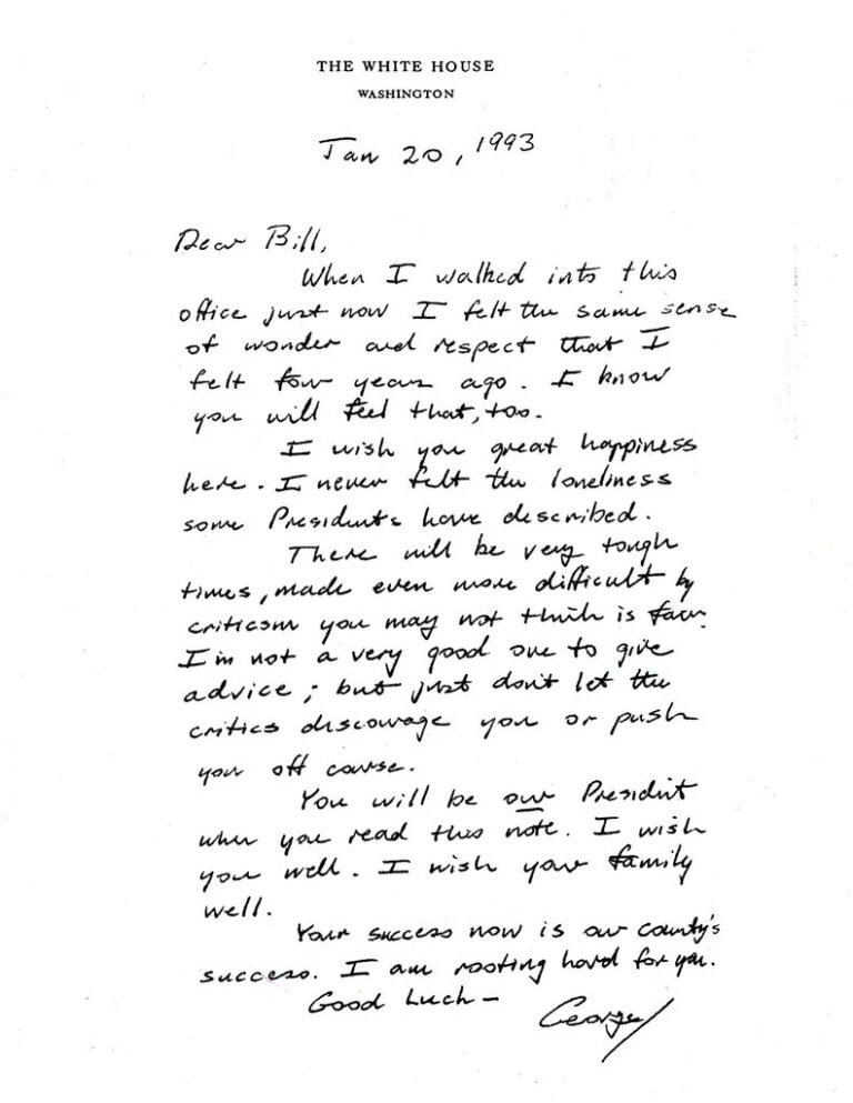 Insights from the letter that George H.W. Bush left for Bill Clinton — and other presidential letters