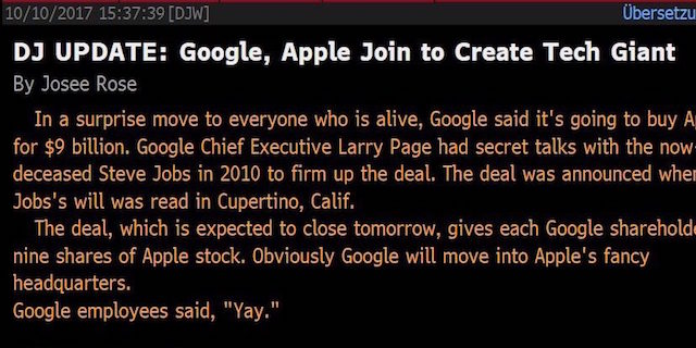 Here’s what to do when Dow Jones says Google is buying Apple