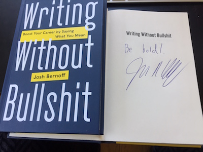 Holiday special: signed copies of Writing Without Bullshit for your staff