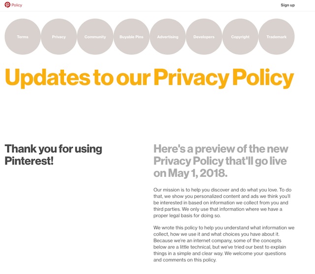 Can you write a privacy policy that’s clear and transparent? Pinterest did.