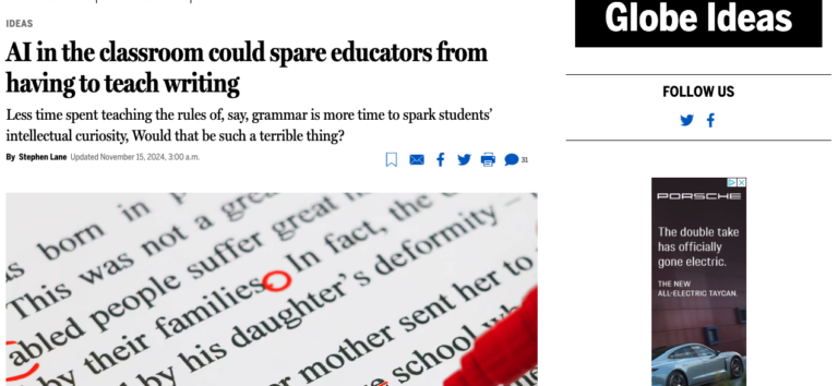 Could AI replace the teaching of writing? Why the Boston Globe op-ed is dead wrong.