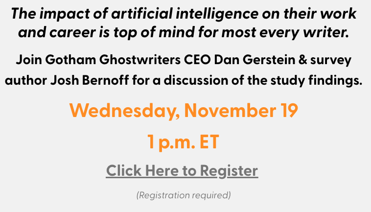AI and the Writing Profession: free webinar Wed 19 Nov, 1pm ET.